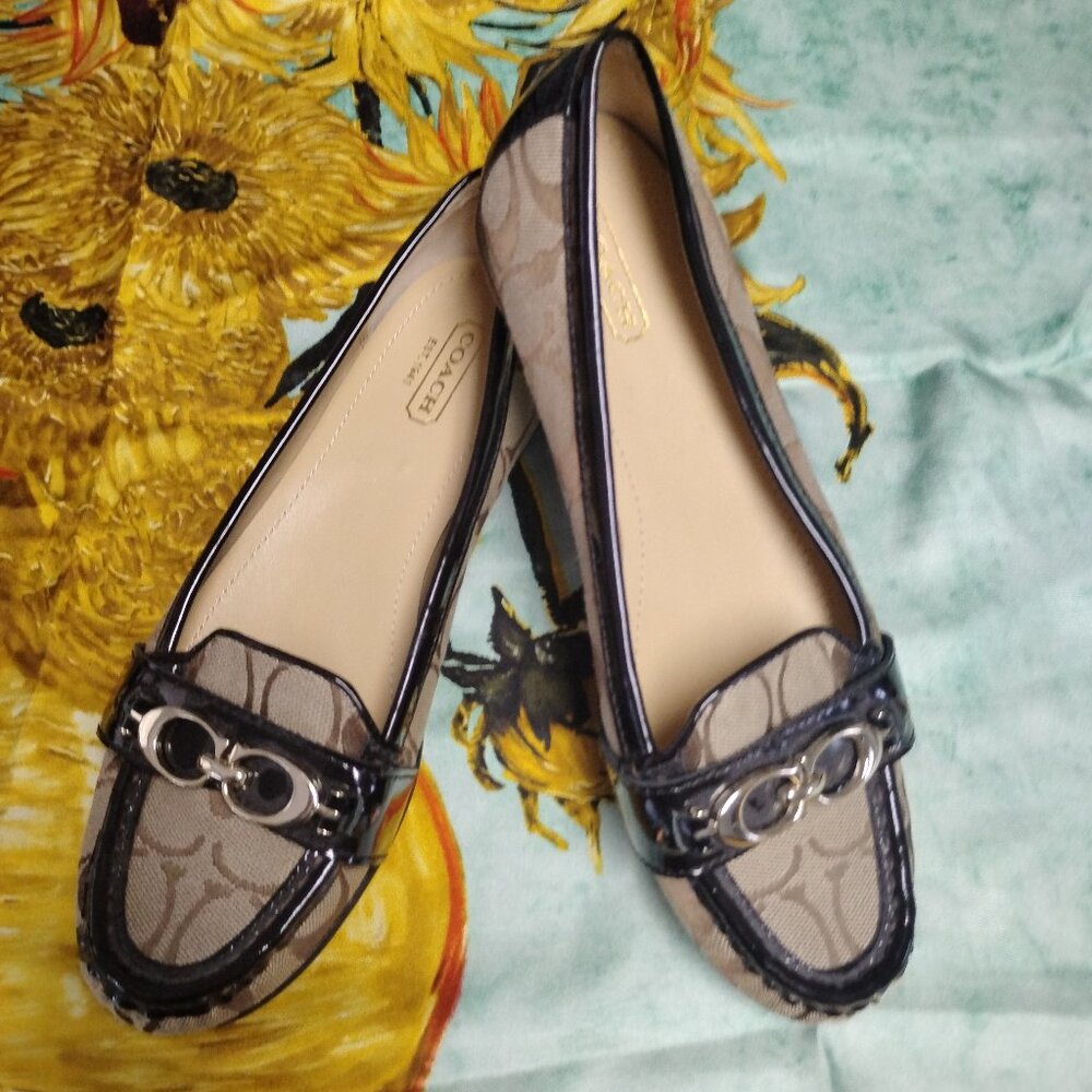 ❤️Womens COACH ELOISE Metal Logo Vamp Ballet Flats Shoes 6 1/2 B